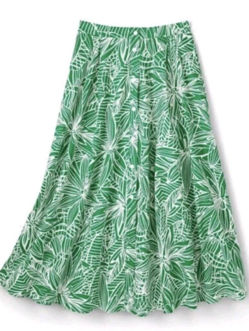Green Floral A-Line Maxi Skirt Medium Tabitha Brown For Target Button Front